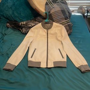 Zara Man Gray Zip Front Perforated Bomber Jacket S